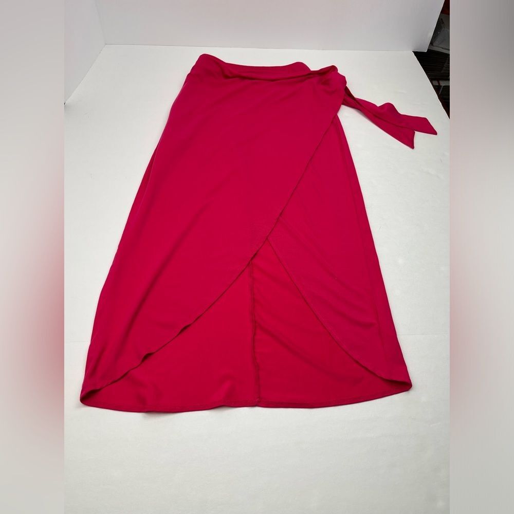 Reformation Rika Corvette Hot‎ Pink Jersey Knit Wrap Tulip Hem Skirt Medium NWOT
